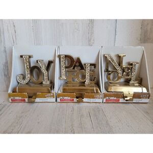 Heavy metal NEW stocking holder joy peace noel Xmas home decor set